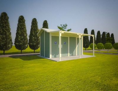 Burton 3 Standard Toilet Building with Pale Eucalypt and Classic Cream colour scheme